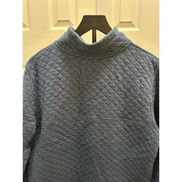 Womens PATAGONIA Blue Quilted Snap T Organic Cotton Pullover Sweater Large - Picture 6 of 8